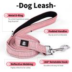 IVY&LANE Reflective Dog Collar and Leash Set,Adjustable Neoprene Padded Dog Collars for Puppy, Breathable Nylon Pet Collar for Small Medium Large Dogs (Medium,Pink)