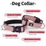 IVY&LANE Reflective Dog Collar and Leash Set,Adjustable Neoprene Padded Dog Collars for Puppy, Breathable Nylon Pet Collar for Small Medium Large Dogs (Medium,Pink)