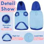 XS Hoodie for Small Dogs – Blue Puppy Lightweight Sweater | Color Block Sweatshirt with Hood and Leash Hole, Warm for Home & Outdoor Use,Pet Chihuahua Clothes