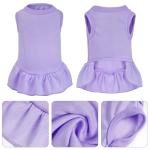 2 Pcs Dog Dresses Cat Skirt Solid Color Dog Clothes Summer Sleeveless Puppy Girl Clothes for Small Pet Dogs Cats (Pink,Light Purple, Small)