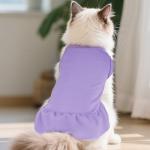 2 Pcs Dog Dresses Cat Skirt Solid Color Dog Clothes Summer Sleeveless Puppy Girl Clothes for Small Pet Dogs Cats (Pink,Light Purple, Small)