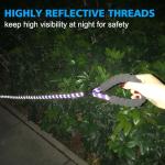 Ladoogo Reflective Dog Collar Padded with Soft Neoprene Breathable Adjustable Nylon Dog Collars for Small Medium Large Dogs (Large (Pack of 1), Purple/Pink Floral Collar+Leash)