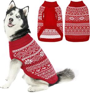 HOMIMP Dog Sweater Argyle - Warm Winter Clothes, Soft Coat for Small Medium and Large Dogs, Ugly Pet Clothing for Boy Girl Puppy