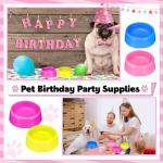 Yetene 24 Pcs Pet Plastic Bowls Dogs Puppy Birthday Party Supplies Reusable Cat Food Feeding Water Dish Candy Colour Pet Bowls for Dog Birthday Party Favors, Blue Rose Red Yellow and Pink