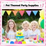 Yetene 24 Pcs Pet Plastic Bowls Dogs Puppy Birthday Party Supplies Reusable Cat Food Feeding Water Dish Candy Colour Pet Bowls for Dog Birthday Party Favors, Blue Rose Red Yellow and Pink