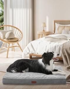 OhGeni Orthopedic Waterproof & Machine Washable Dog Bed for Medium Large Pets, Cat Mat with 25D Egg Crate Foam, Non-Slip Bottom & Removable Cover, 36 Inches(Gray)