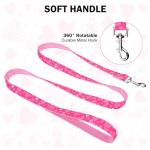 DILLYBUD Dog Collar and Leash Set, Adjustable Dog Collars for Small Medium Dogs Boys Girls, Soft Durable Pink Nylon Collar and Matching Leash, Cute Puppy Collars, M