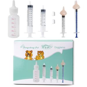 Doggiema Feeding Nipple and Syringes,Puppy Kitten Bottle for Nursing, Newborn Baby Dog Cat Rabbit Feeding Bottles with Nipples Feeder Kit
