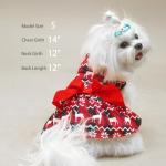 PUPTECK Print Dog Dress Pet Apparel for Christmas with Cute Bowtie Puppy Clothes Outfit, Deer, XS