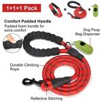 Dynmeow Reflective Dog Collar and Leash Set, 6FT Strong Climbing Rope Leash with Padded Handle, Adjustable Pet Collar with Soft Neoprene Padding for Medium Large Dogs, Red, M