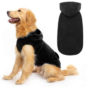 EXPAWLORER Dog Hoodie Fleece Sweater Vest, Hooded Dog Sweatshirt Fall Winter Pet Clothes with Leash Hole, Sleeveless Warm Cozy Puppy Clothing for Cat Small Medium Large Dogs Girl Boy, Black XXL