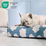 LE SURE Cute Large Dog Bed for Crate-Thick Shredded Chopped Foam Pet Bed Indoor with Removable Washable Cover, Modern Fuzzy Plush & Anti Slip Bottom, Blue