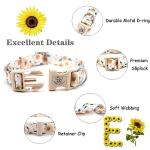 Elegant little tail Dog Collar with Leash, Sunflower Print Pet Collar Leash Adjustable Collar for Small Medium Large Dogs Soft Puppy Collars with Quick Release Buckle Girl Boy Dog Collars
