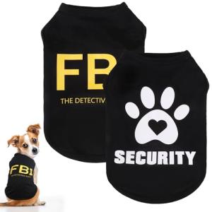 KOOLTAIL Dog Security Shirt, 2 Pack Soft & Lightweight Winter Fall Dog Detective Costume for Small Medium Dogs, Pet Sleeveless Clothes Outfit for Boy Girl Puppy Cats Pitbull Bulldog Chihuahua Shih tzu