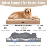 OhGeni Orthopedic Waterproof & Machine Washable Dog Bed for Large Pets, Suitable for Crates, Cat Mat with 25D Egg Crate Foam, Non-Slip Bottom & Removable Cover, 41 Inches(Khaki)