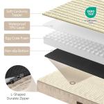 OhGeni Orthopedic Waterproof & Machine Washable Dog Bed for Large Pets, Suitable for Crates, Cat Mat with 25D Egg Crate Foam, Non-Slip Bottom & Removable Cover, 41 Inches(Khaki)