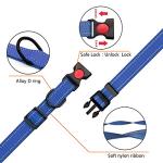 Reflective Dog Collar and Leash Set with Safety Locking Buckle Nylon Pet Collars Adjustable for Small Medium Large Dogs 3 Sizes(Navy Blue&L)