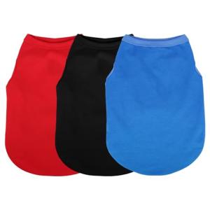 Paiaite 3 Pieces Plain Dog Shirt Sleeveless Puppy Cotton Dog Shirts Breathable Pet Apparel Tank Top Colorful Puppy Sweatshirt Clothes for Small Medium Dogs Red Black and Blue M