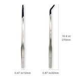 VraySang 2 PCS 10.6" Stainless Steel Reptile Feeding Tongs with Rubber Tips, Straight & Curved Tweezers for Bearded Dragon Tank Accessories, Lizard Snake Enclosure, Aquarium Crafts- Terrarium Supplies