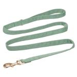 Ewinoom Soft Corduroy Dog Collar and Leash Set Adjustable Durable Dog Collars with Metal Buckle and Lead for Medium Dogs,Grass Green