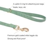 Ewinoom Soft Corduroy Dog Collar and Leash Set Adjustable Durable Dog Collars with Metal Buckle and Lead for Medium Dogs,Grass Green
