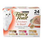 Purina Fancy Feast Chicken and Beef Classic Pate Collection Grain Free Wet Cat Food Variety Pack - (Pack of 24) 3 Oz. Pull-Top Cans