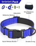 Dynmeow Reflective Dog Collar and Leash Set, 6FT Strong Climbing Rope Leash with Padded Handle, Adjustable Pet Collar with Soft Neoprene Padding for Large Dogs, Navy-Blue, L