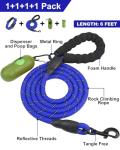 Dynmeow Reflective Dog Collar and Leash Set, 6FT Strong Climbing Rope Leash with Padded Handle, Adjustable Pet Collar with Soft Neoprene Padding for Large Dogs, Navy-Blue, L