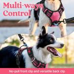 rabbitgoo Dog Harness for Large Dogs, No Pull Pet Vest with 3 Buckles, Adjustable Soft Padded Pet Harness with Easy Control Handle and Reflective Strips, Pink, L