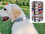 Dog Collar and Leash Set, Quick Release Buckle Soft Durable Print Puppy Collars Adjustable for Small Medium Large Pet Male Dogs Boy Cat Rhombus L