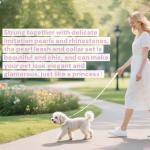 Luxury Pearl Dog Collar and Leash Set, Pink with Crystal Rhinestones, Double Row Pearl Design，Multiple Color Sizes (Pink, S)