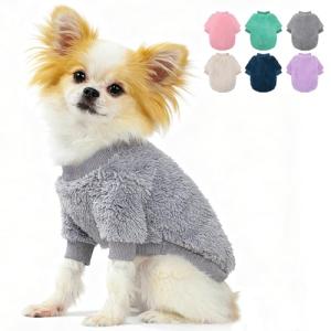 Dog Sweaters for Small Dogs, Soft Fleece Puppy Sweater, Warm Winter Dog Clothes, XXS Pet Sweaters for 1-3 lbs Teacup Toy Chihuahua Yorkie Pet Outfit Apparel, Light Grey