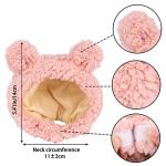 JOICEE Cute Cat Costume Warm Bear Hat for Cats Adjustable Soft Small Pet Headwear Bear Hat for Cat Puppy Dog (Pink)