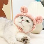 JOICEE Cute Cat Costume Warm Bear Hat for Cats Adjustable Soft Small Pet Headwear Bear Hat for Cat Puppy Dog (Pink)