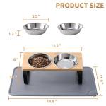 Upgraded Elevated Cat Bowls with Food Mat,15°Tilted Stand Anti Vomiting Raised Cat Dishes for Food and Water,2 Stainless Steel Bowls for Cats and Puppy