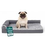 FurHaven Orthopedic Dog Bed for Small/Medium Dogs, L-Shaped Chaise Mattress with Egg Crate Orthopedic Memory Foam for Joint Support, Removable Washable Cover, Medium, Faux Fur & Suede, Stone Gray