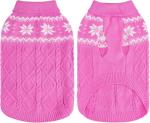 SCIROKKO Warm Winter Dog Sweater - Cold Weather Pet Clothes for Small Medium Large Dogs Indoor Outdoor, Soft Classic Knit Puppy Apparel, Pink, ML
