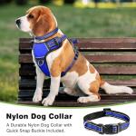 WINSEE Dog Harness No Pull, Pet Harnesses with Dog Collar, Adjustable Reflective Oxford Outdoor Vest, Front/Back Leash Clips for Small, Medium, Large, Extra Large Dogs, Easy Control Handle for Walking