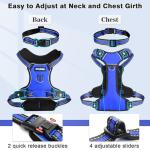 WINSEE Dog Harness No Pull, Pet Harnesses with Dog Collar, Adjustable Reflective Oxford Outdoor Vest, Front/Back Leash Clips for Small, Medium, Large, Extra Large Dogs, Easy Control Handle for Walking