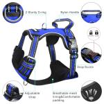 WINSEE Dog Harness No Pull, Pet Harnesses with Dog Collar, Adjustable Reflective Oxford Outdoor Vest, Front/Back Leash Clips for Small, Medium, Large, Extra Large Dogs, Easy Control Handle for Walking