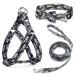 Dog Collar and Harness with Leash Set, Premium Breathable Harnesses for Girl Boy Dogs, No Pull Easy Walking Pet Harness, Black, M