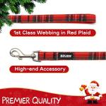 azuza Christmas Buffalo Dog Collar and Leash Set, Classic Plaid Collar with Removable Bowtie and Matching Leash for Puppy Small Dogs