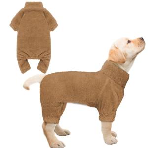 Fuzzy Dog Pajamas Turtleneck Pet Clothes Warm Soft Cozy Lightweight Pet Pjs Dog Sweaters for Small Dogs(Coffee-S/M)