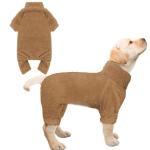 Fuzzy Dog Pajamas Turtleneck Pet Clothes Warm Soft Cozy Lightweight Pet Pjs Dog Sweaters for Small Dogs(Coffee-S/M)