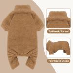 Fuzzy Dog Pajamas Turtleneck Pet Clothes Warm Soft Cozy Lightweight Pet Pjs Dog Sweaters for Small Dogs(Coffee-S/M)