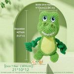 Cute Animals Interactive Squeaky Dog Toy with a vocal bladder, Crinkle Paper Stuffed Soft Cotton Chew Toy, Teething Rope Tug of War Pull Toy to Keep Them Busy for Puppy, Small Dogs - Green T.Rex