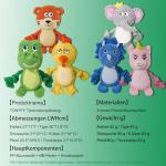 Cute Animals Interactive Squeaky Dog Toy with a vocal bladder, Crinkle Paper Stuffed Soft Cotton Chew Toy, Teething Rope Tug of War Pull Toy to Keep Them Busy for Puppy, Small Dogs - Green T.Rex