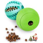 HIPPIH Dog Puzzle Toy 2 Pack, Interactive Dog Toys for Treat Dispensing, Durable Puppy Toys for Teething, Dog Treat Ball for Teeth/Slow Feeder/IQ Training/Playing, Blue-2.75‘’, Green-3.14‘’