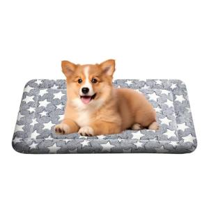 WITTOP Washable Dog Bed Plush Orthopedic Outdoor Crate Mat with Non-Slip Bottom,Luxe Soft Kennel Pad for Pets, Cozy Cage Cushion & Pet Sleeping Mattress Large Sized,Medium,Small Dogs,18 x 14 inch,Gray