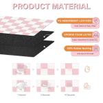 Cat Food Mat - 12"x 20" Cat Dog Mats for Food and Water Bowl, Checkered Pet Placemat Feeding Mat, Non-Slip Under Pet Bowls Mats for Messy Drinkers, Pink & White